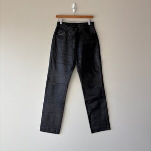 alegre by adler 80s noir high rise straight leg leather pants